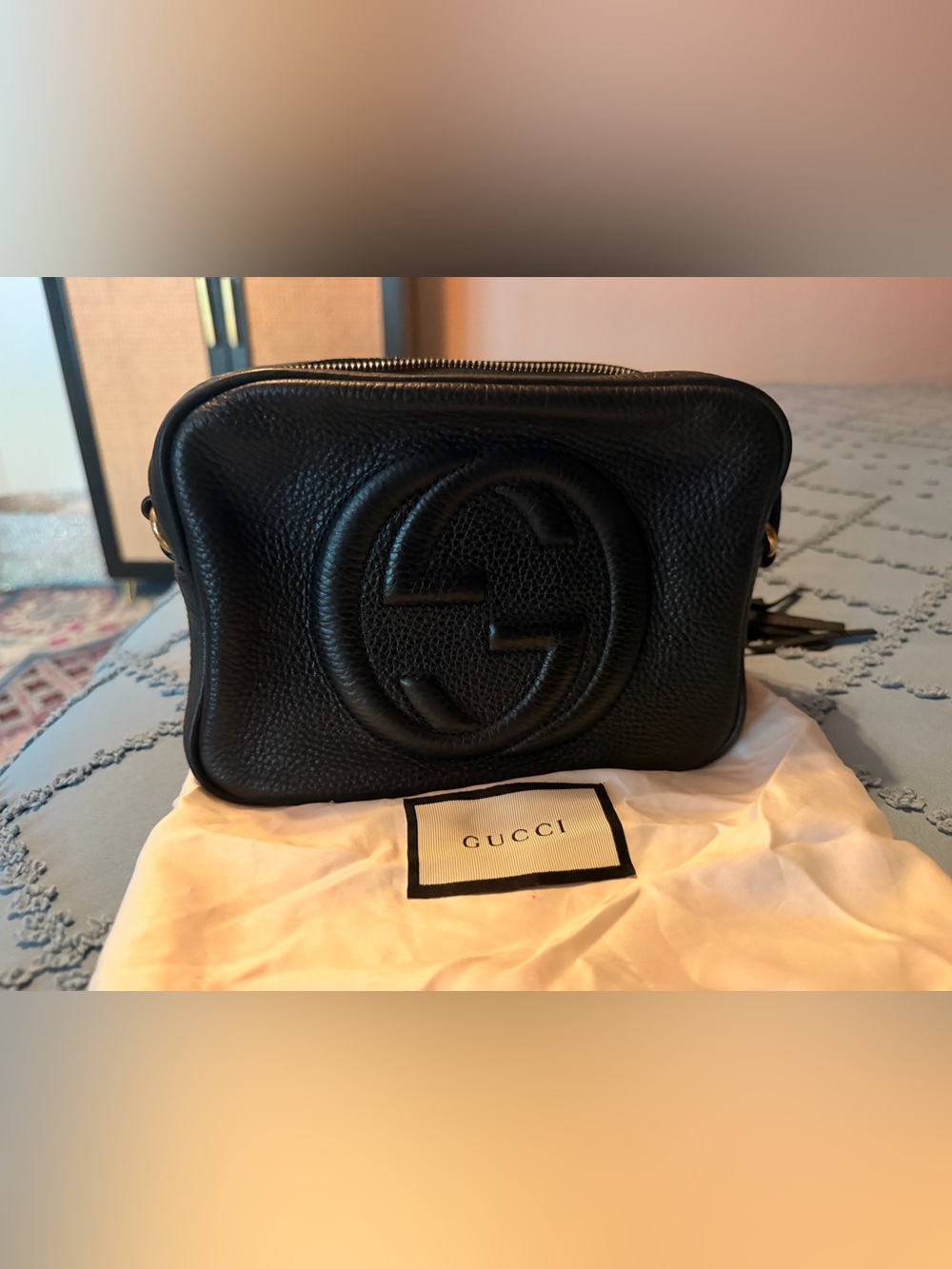 Authentic Gucci Soho Disco Black Leather Crossbody 308364